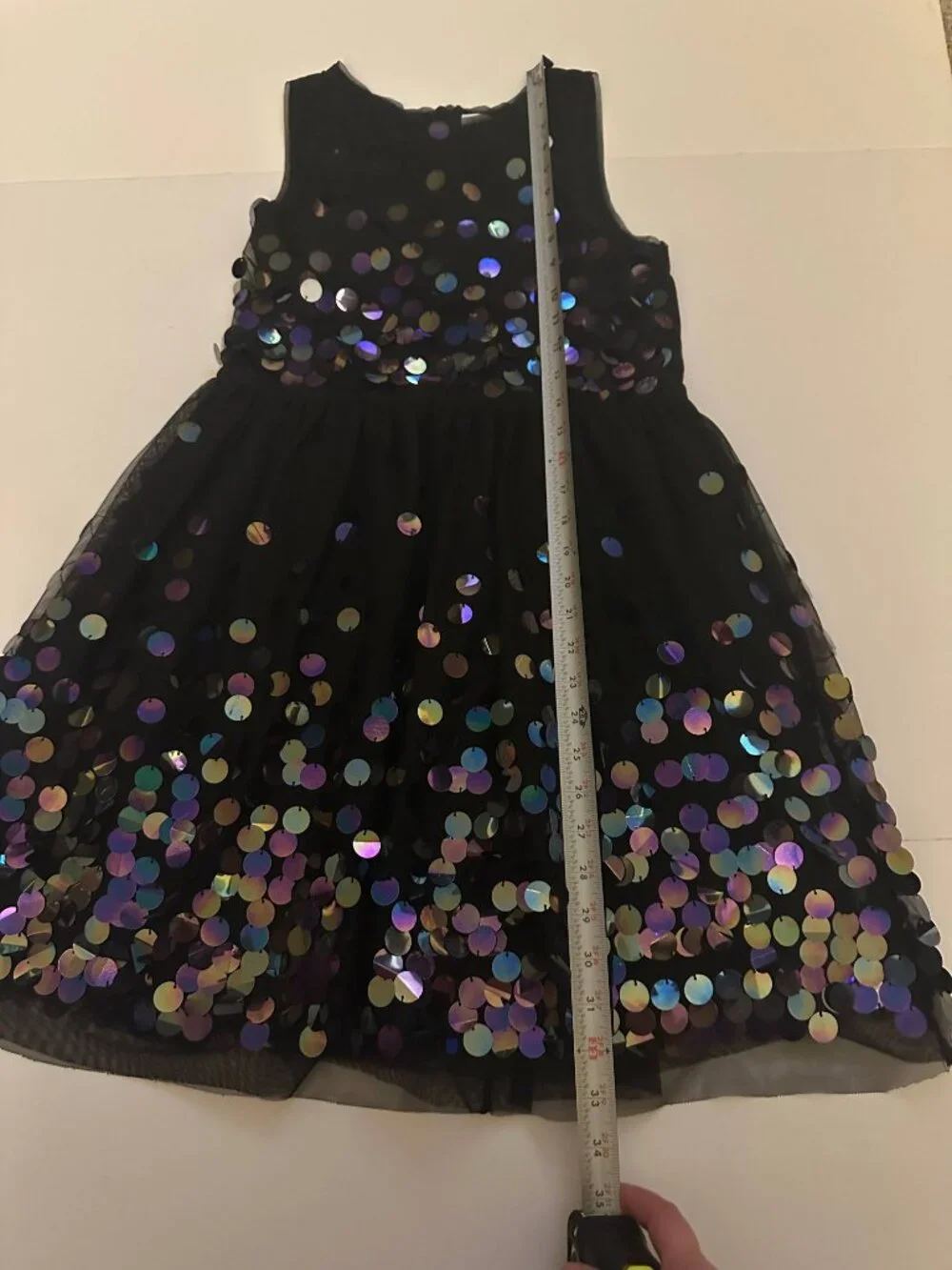 Cat & Jack Girls Black Sequins Tulle Party Dress Size 14/16 Sleeveless
